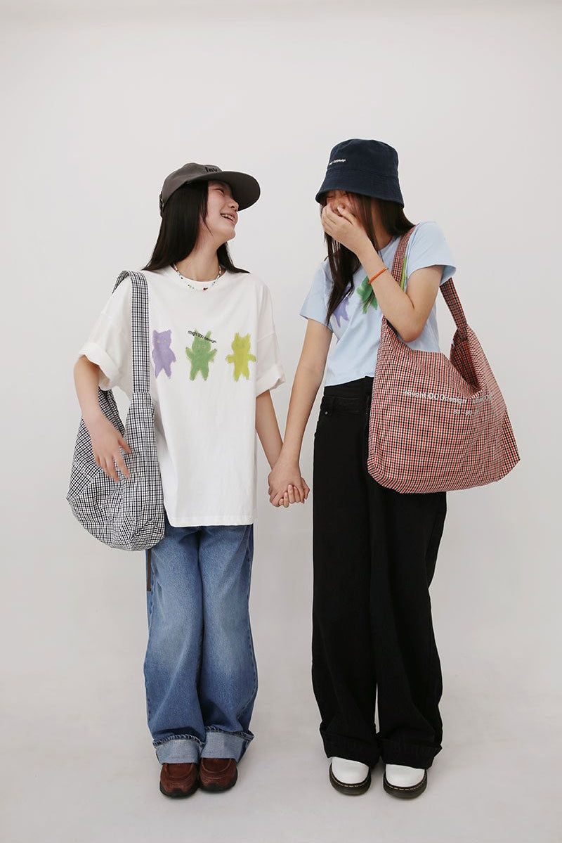 Reverse Logo Check Bag / Green