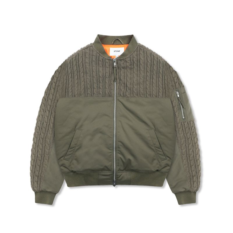 XTONZ（エクストンズ）の「XJ127 Knit Mixed MA-1 Jacket (KHAKI)（Jackets/Outerwear）」