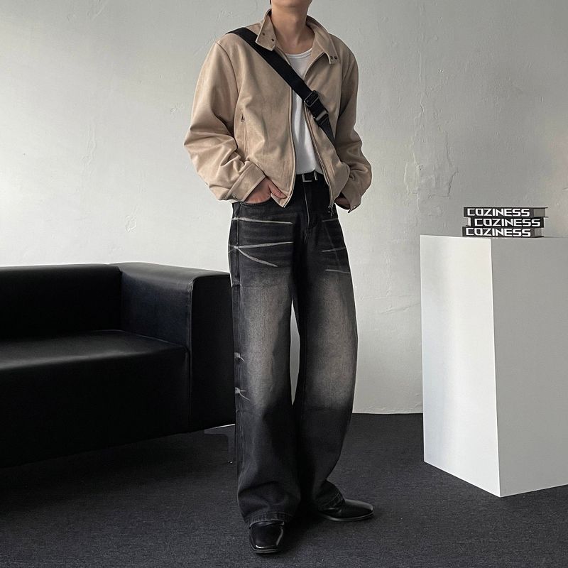 Chen Semi-cropped button suede jacket (3 colors)