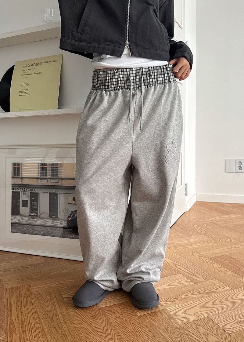 FLOWER CHECK BANDING PANTS