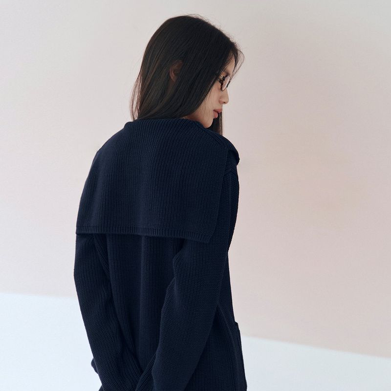 Sailor Collar Cotton Sweater_Navy