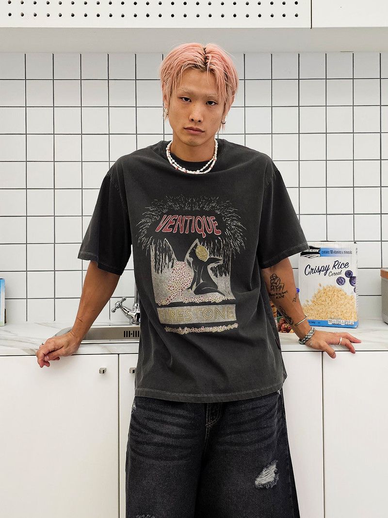 VENTIQUE Pig Firestone T-shirt 2color