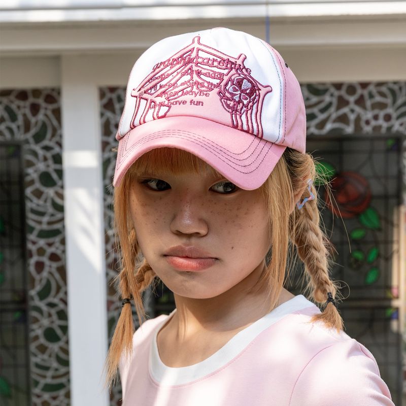 misslulz(ミスルルズ)の「Graphic Applique Ball Cap Pink(Hats)」