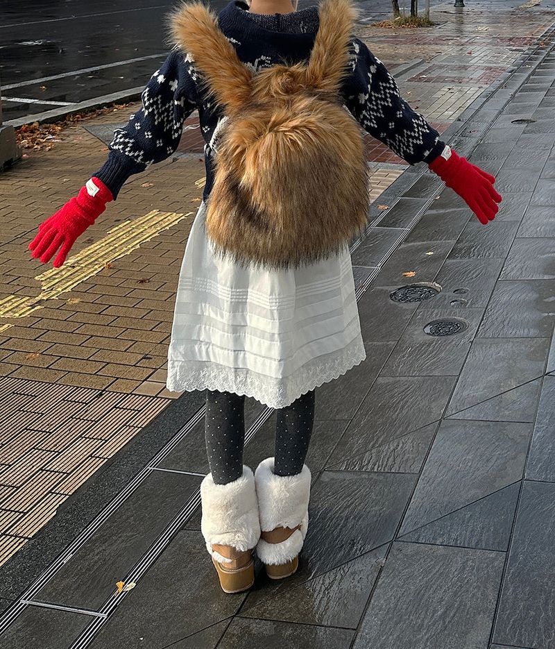 Patch Finger Slit Long Gloves