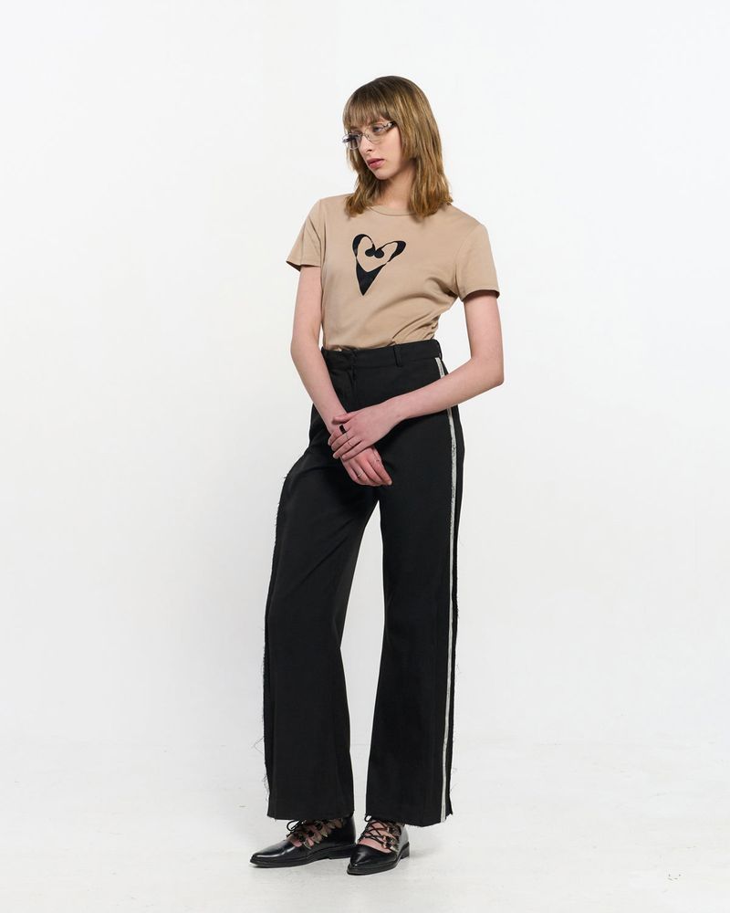 Pleated Logo-Tape Trousers _ BLACK