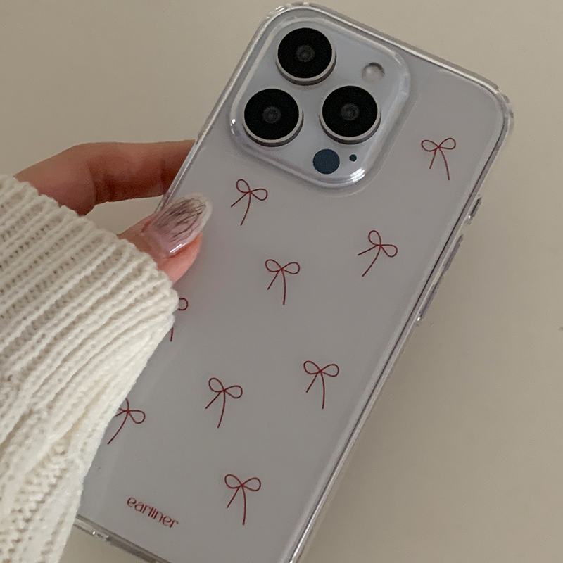 [made] red ribbon pattern jelly hard case