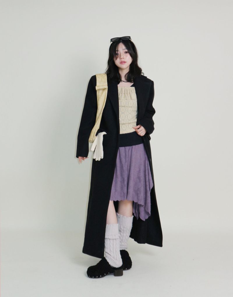 ナンバーTシャツレースバンディドニットアンバランススカート