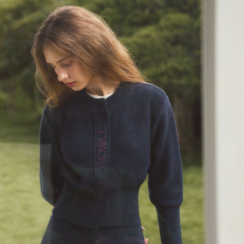 ALPACA SLIM CARDIGAN - MULBERRY NAVY