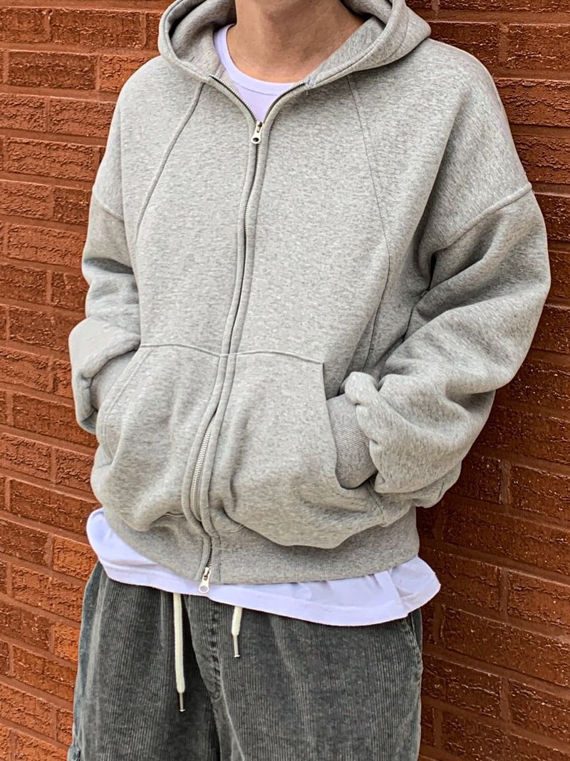 Cut-out sweat hood zip-up