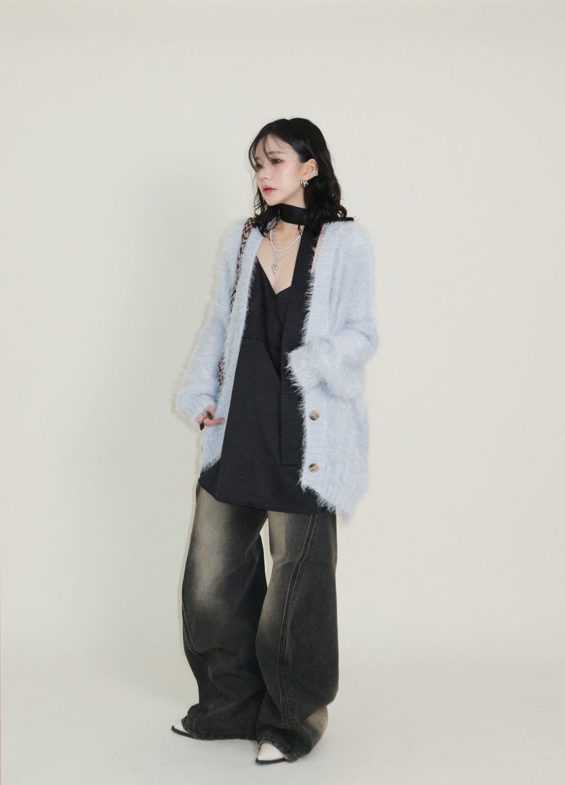 Featheryan Rouge Long Angora Cardigan