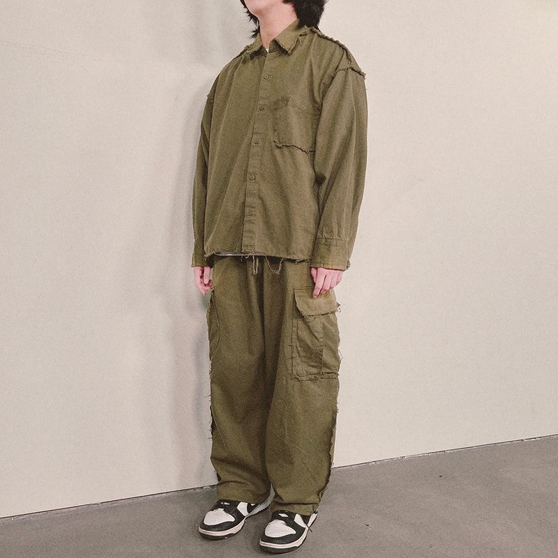 grunge plain shirt_khaki