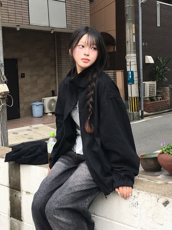 anyonemore（エニーワンモアー）の「ヴァーテム コットン ネックタブ ルーズフィット ジップアップ ジャンパー（ジャケット/アウター）」