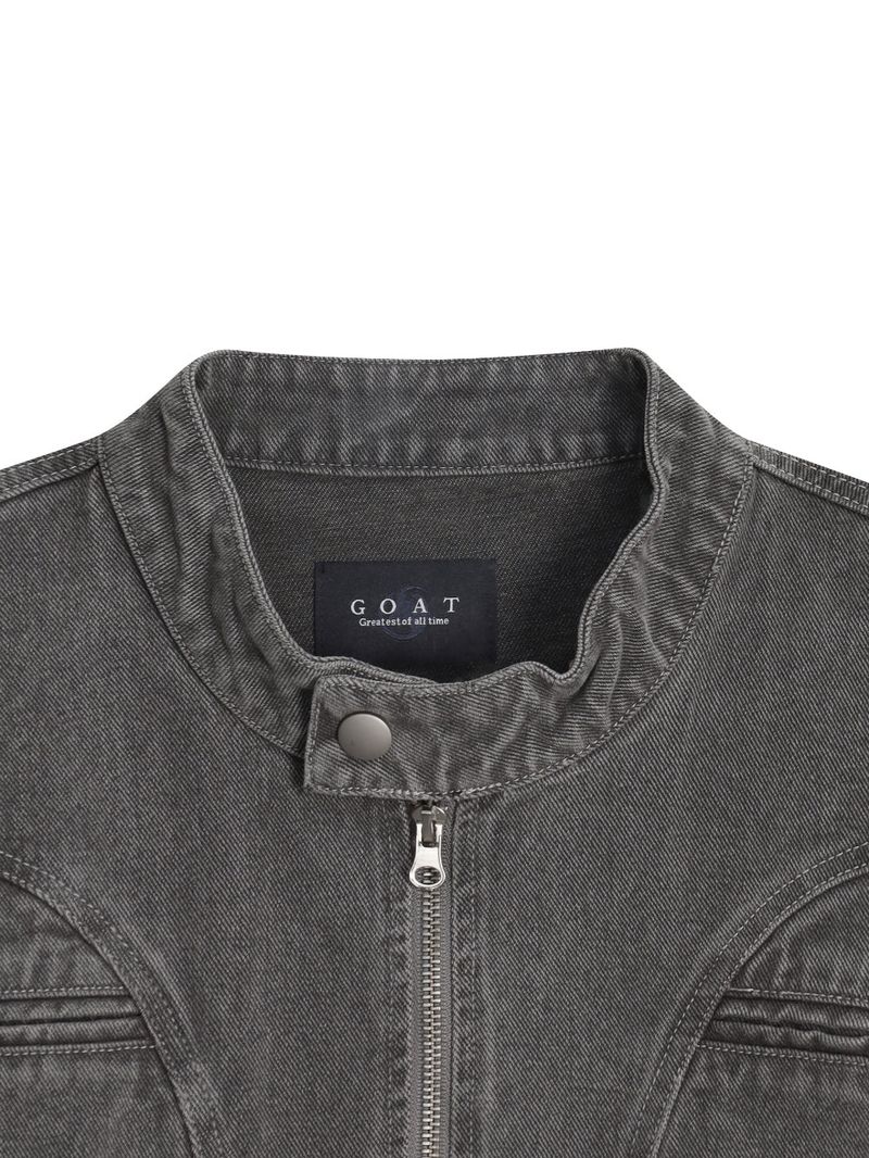 Crop Biker Washing Jacket