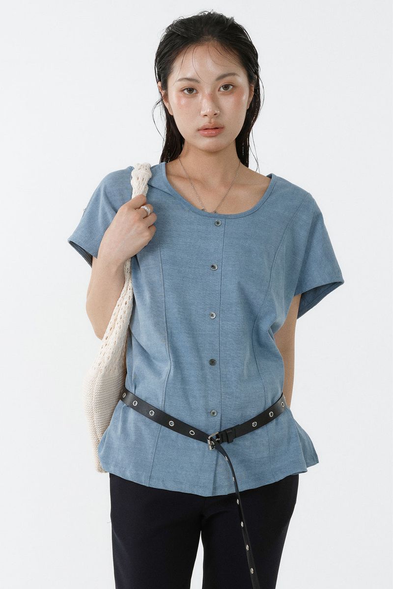 Loventina（ラヴェンティナ）の「PIGMENT MAISON TOP_DUSTY BLUE（Tops）」