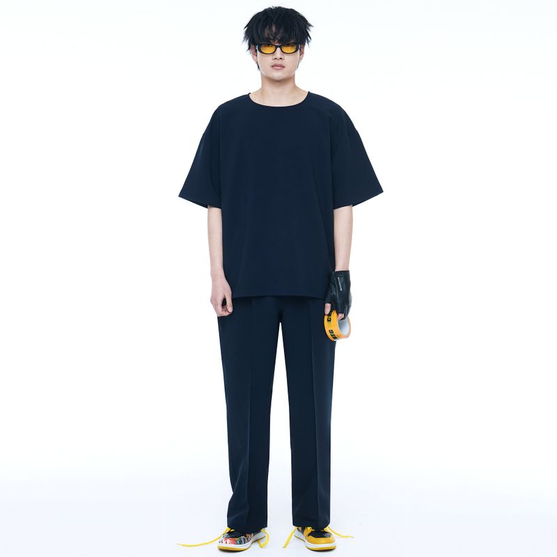 WOVEN 1/2 HALF T-SHIRT NAVY