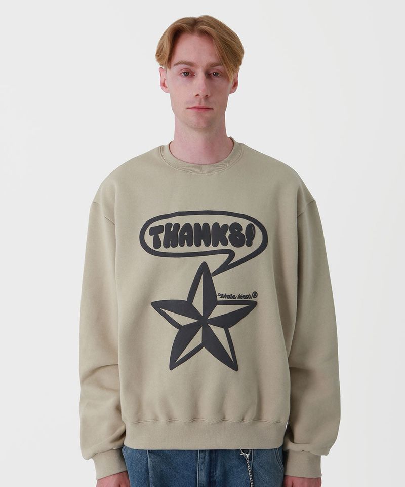 THANKS MESSIA(サンキュー メシア)の「THANKS STAR SWEATSHIRT-KHAKI(Tops)」