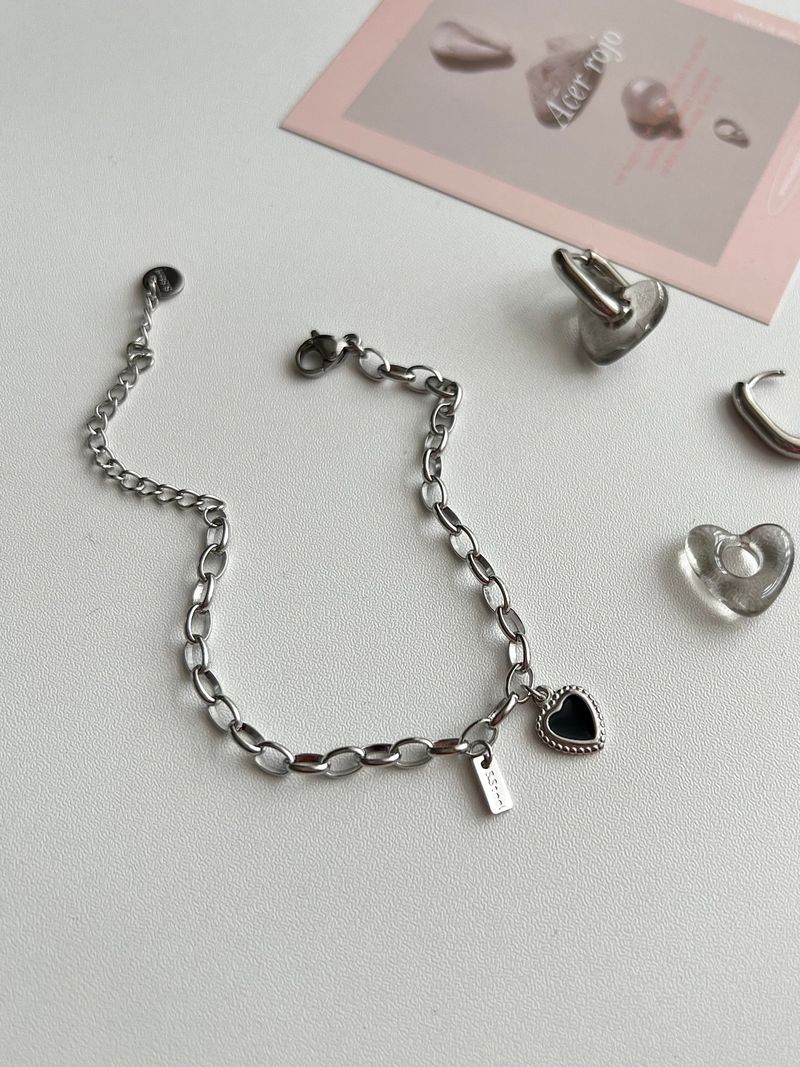pib hip chic black heart surgical chain bold layered bracelet