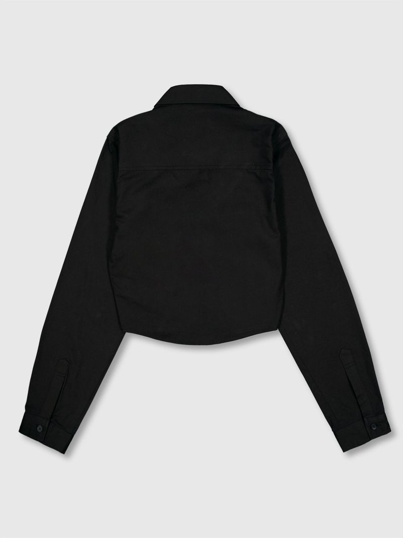 Crop Double Collar Shirts (Black)