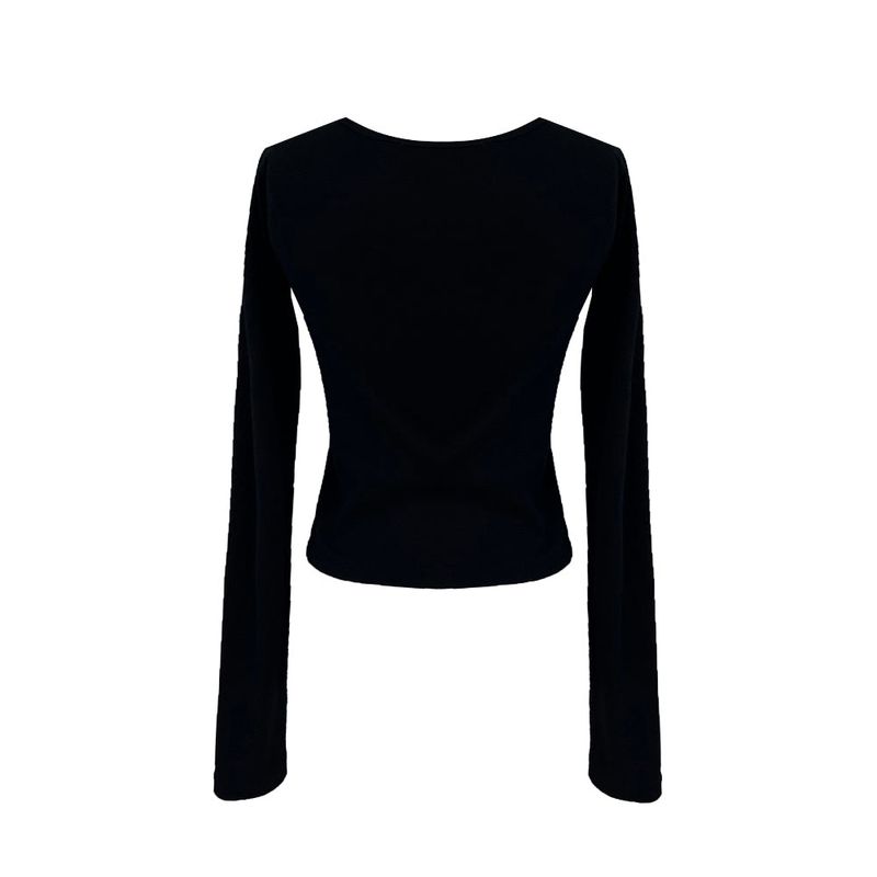 Snap Button Unbuttoned Round Dekki Long Sleeve T (3 Colors)