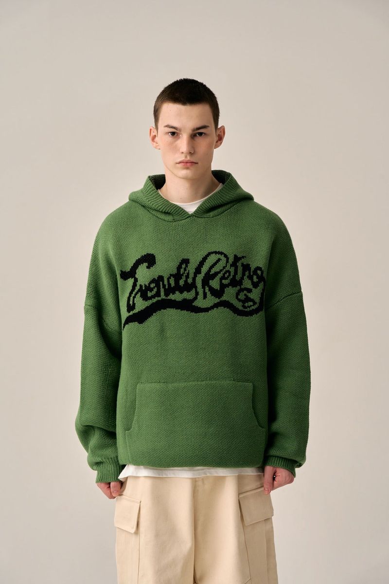WAVE LOGO KNIT HOOD - KHAKI