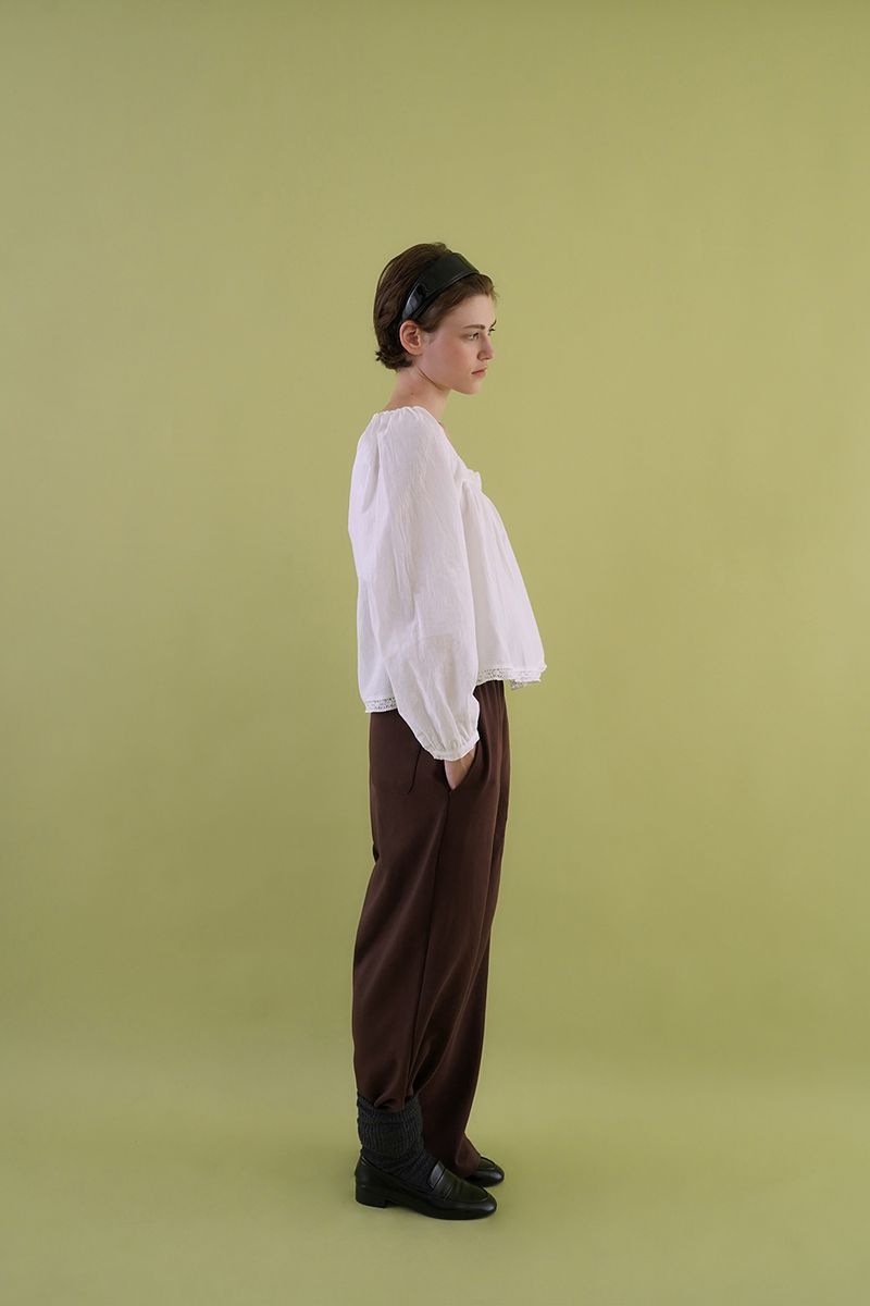 Lettering sweat pants_brown