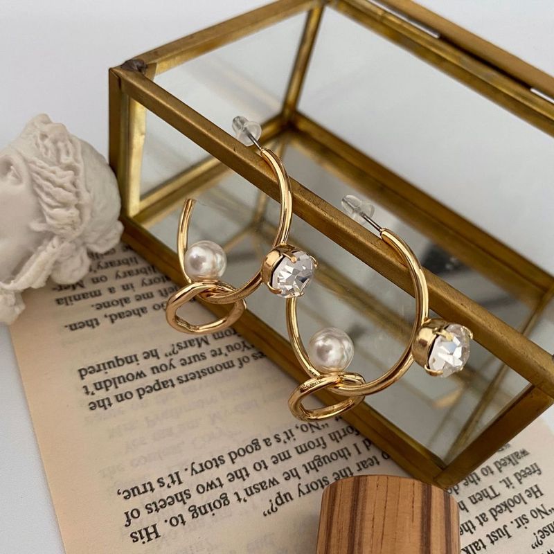 op Pearl Earrings Unique Drop Twin Ring Earrings Wedding Guest Look