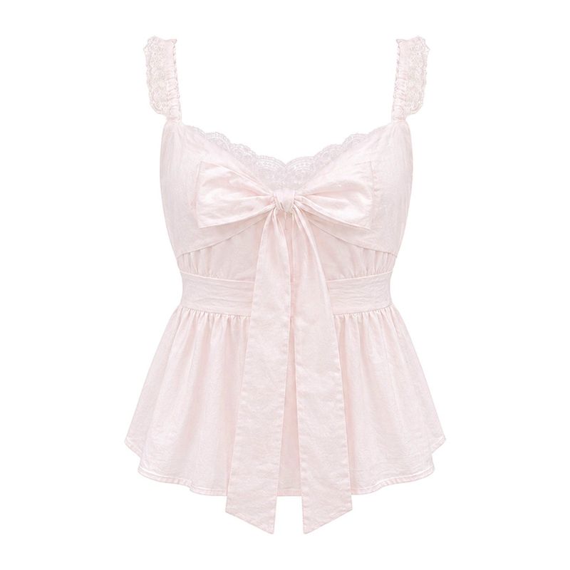 Summer Lace Ribbon Blouse - PINK