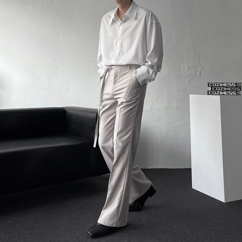 MG649 Belt Flared Fit Slacks (3 colors)