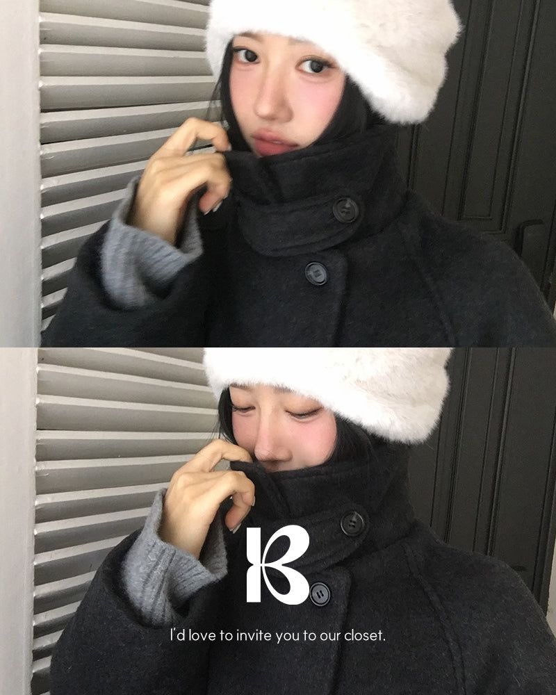 [ORIGINAL] HOLES HIGH NECK MEDIUM COAT