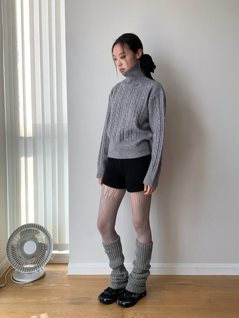 Jacquard Turtleneck Twisted Wool Knitwear