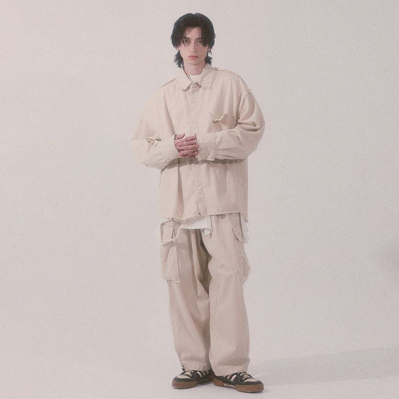 grunge plain shirt_lightbeige