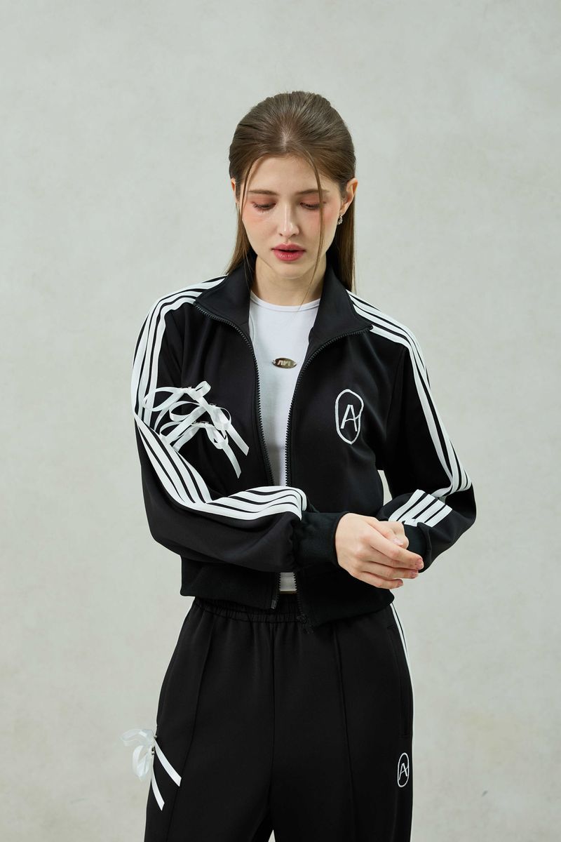 RIBBON JERSEY TRACK TOP / BLACK