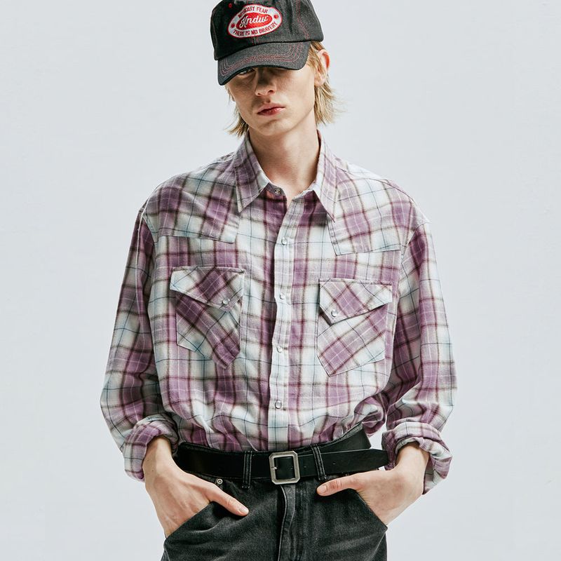 KND（ケイエンド）の「03s plaid western shirt purple（Tops）」