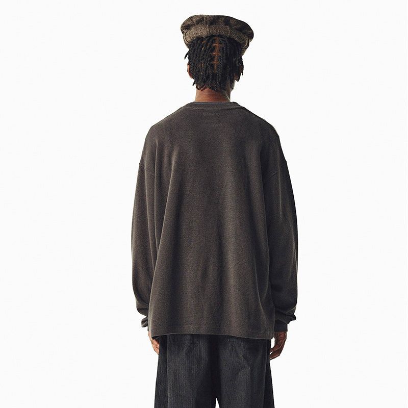 WAFFLE-KNIT SWEATSHIRT