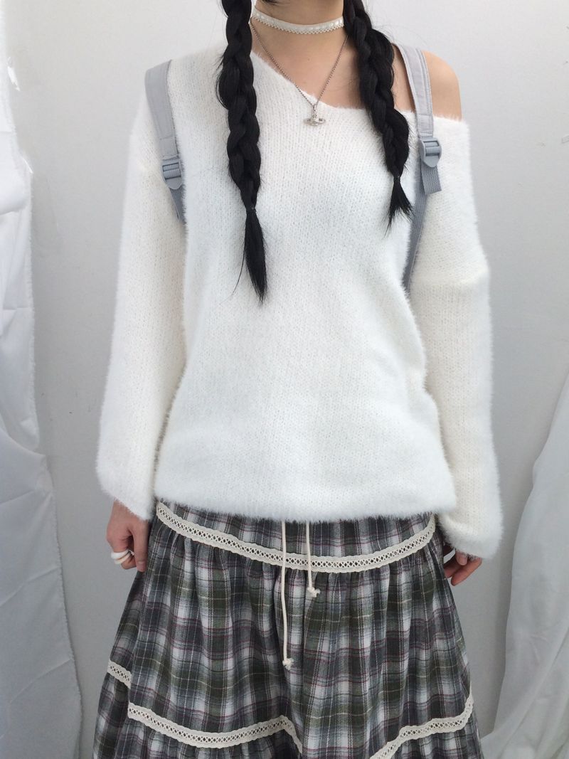Hazel latte checkered skirt