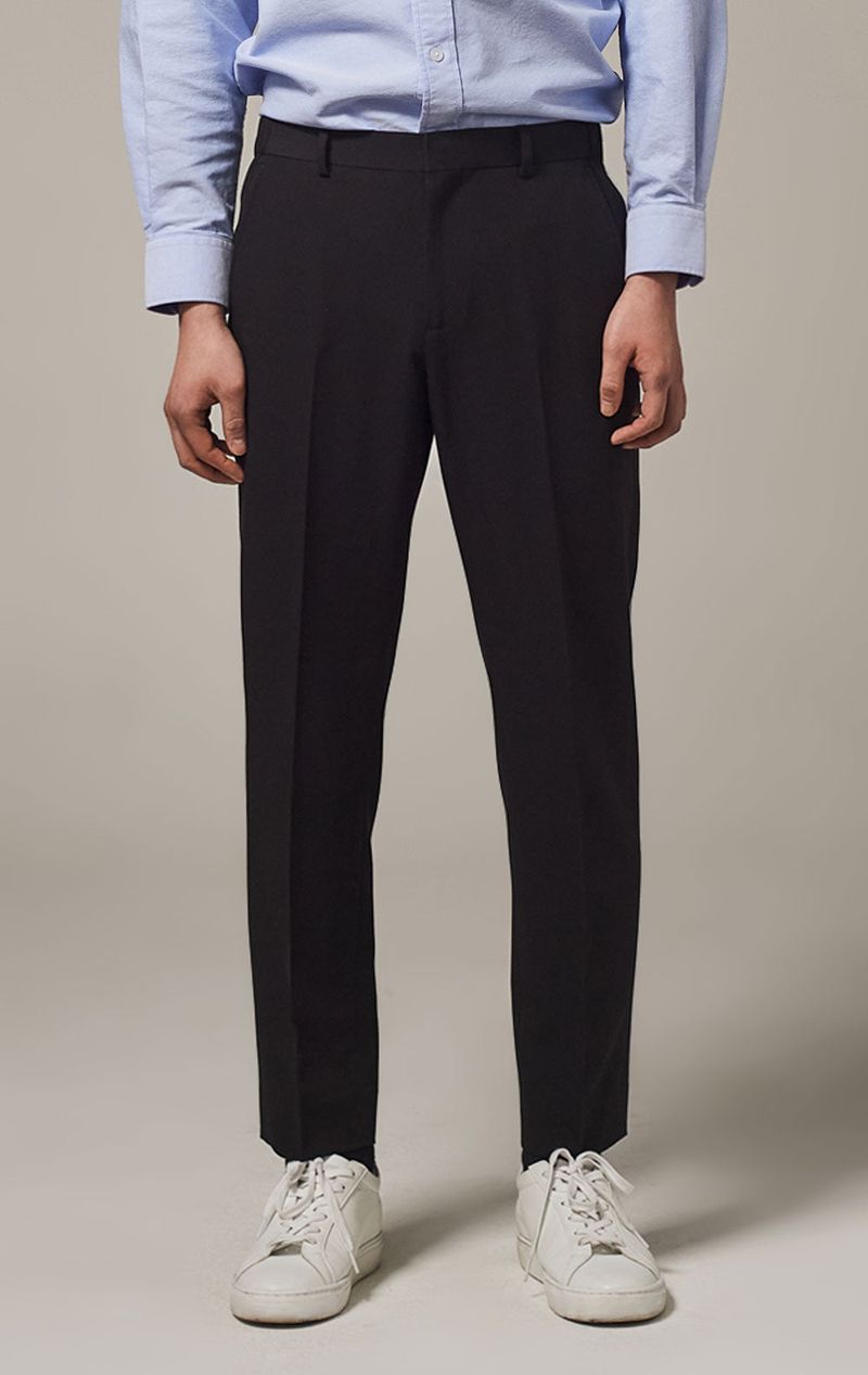 SIDE BANDING CROP TAPERED SLACKS