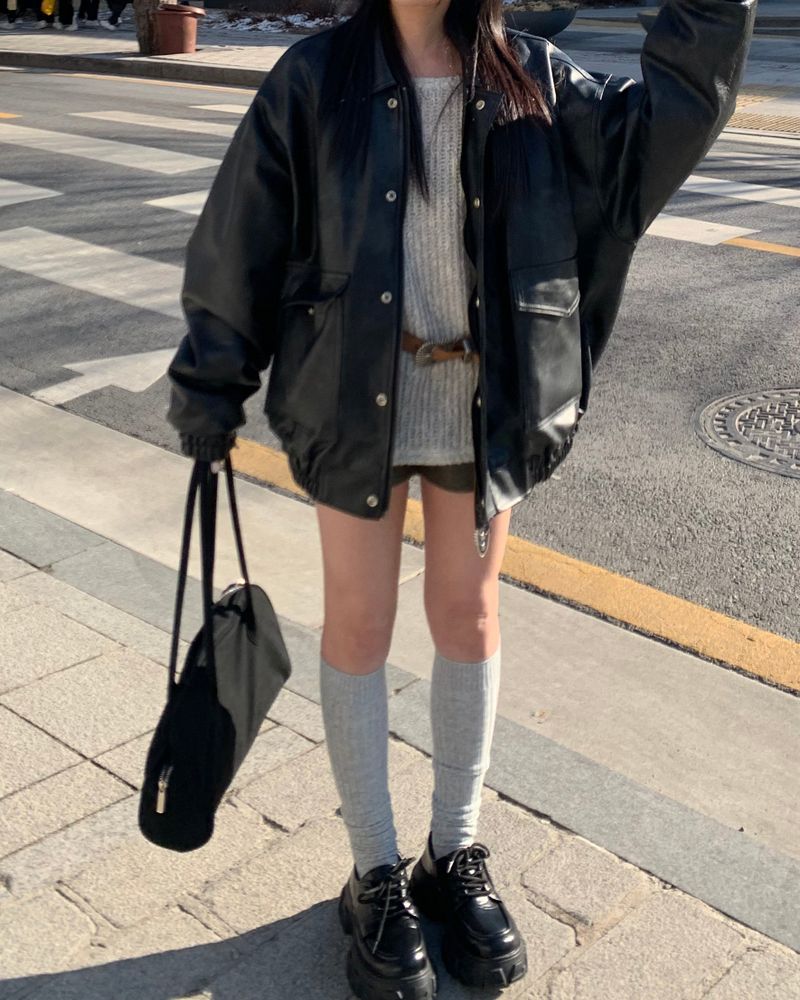 Hidden leather jumper