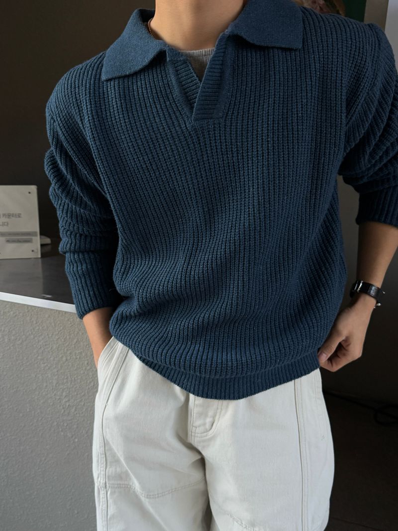 Open collar hachi knit