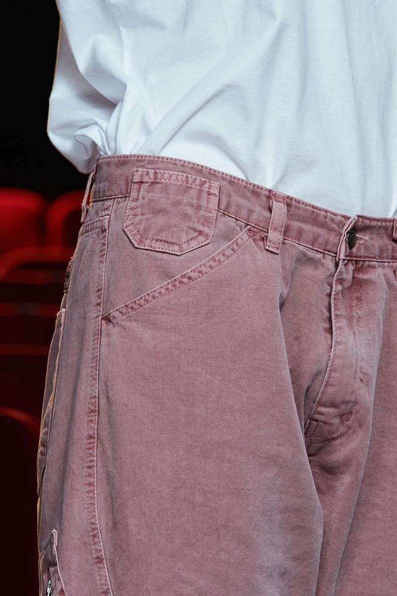 DYED ZIP CARGO PANTS / DARK PINK