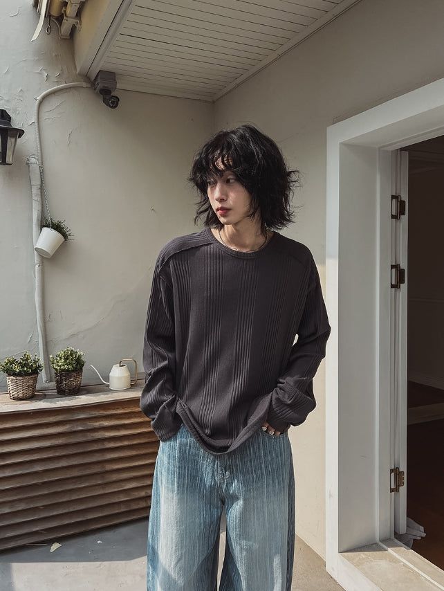 Smoke Washed Stripe Denim Pants