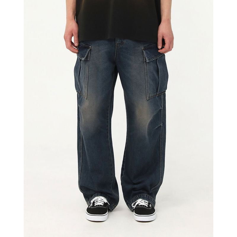 DEEP BLUE CARGO DEMIM PANTS
