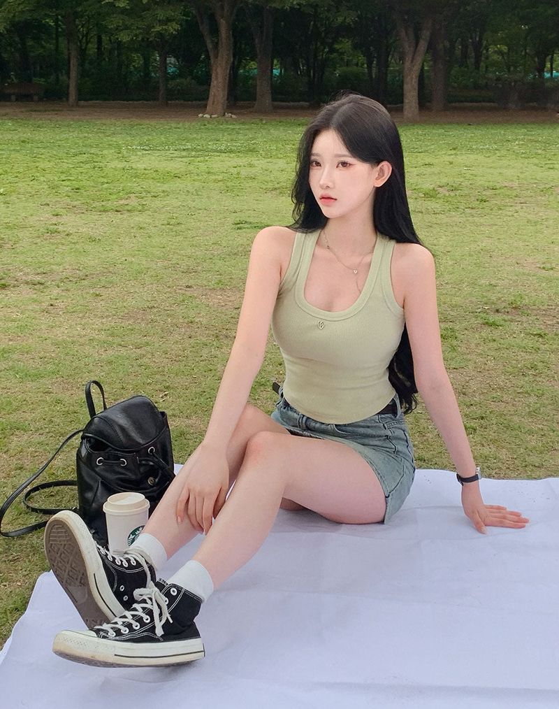 [BELLIDE MADE] HEART PENDANT RIB CAMISOLE