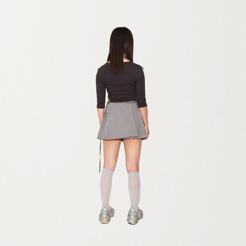 Lace button-up wrap T-shirt 003