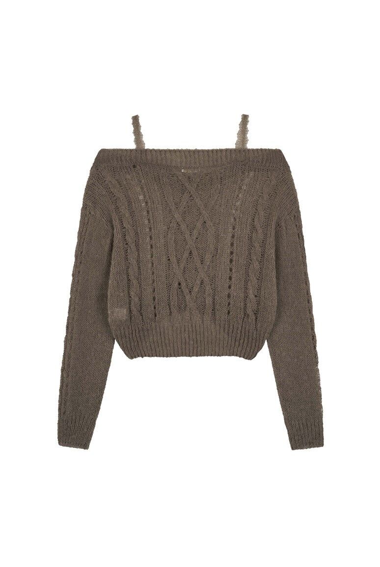Rose milk lace knit, Cocoa
