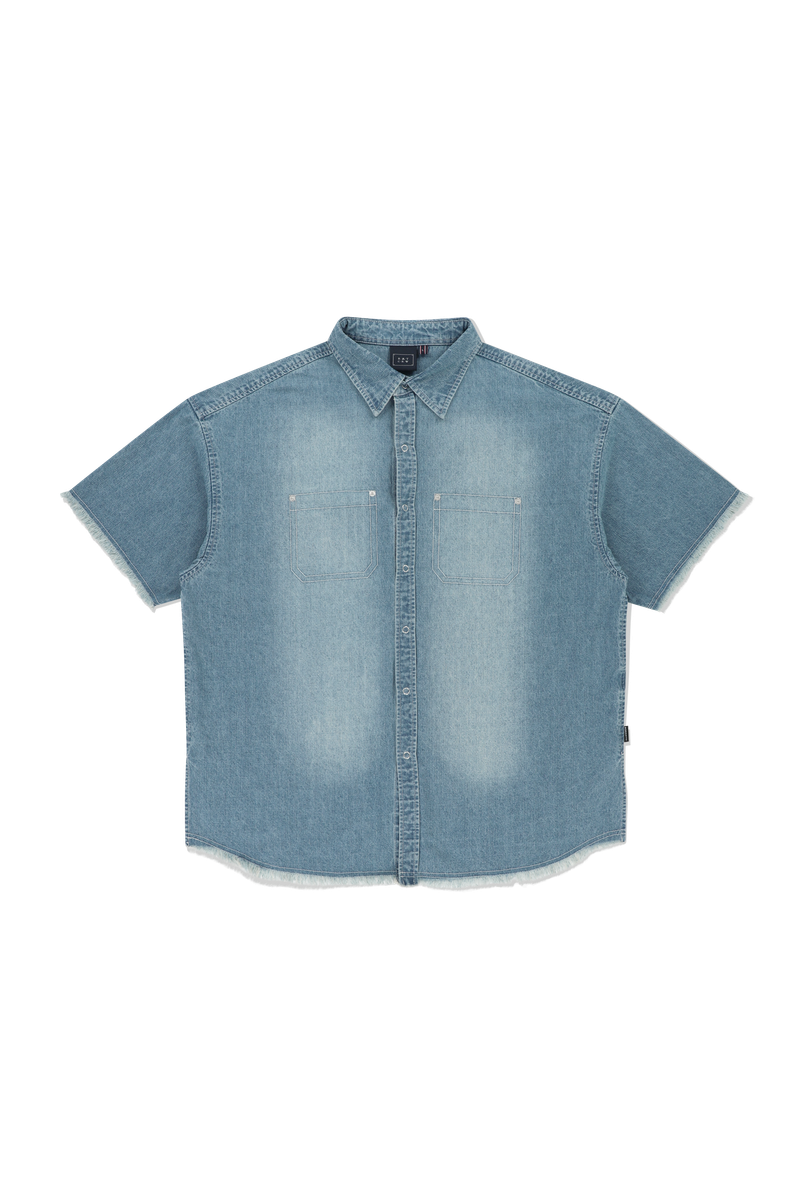 WASHED DENIM HALF SHIRT