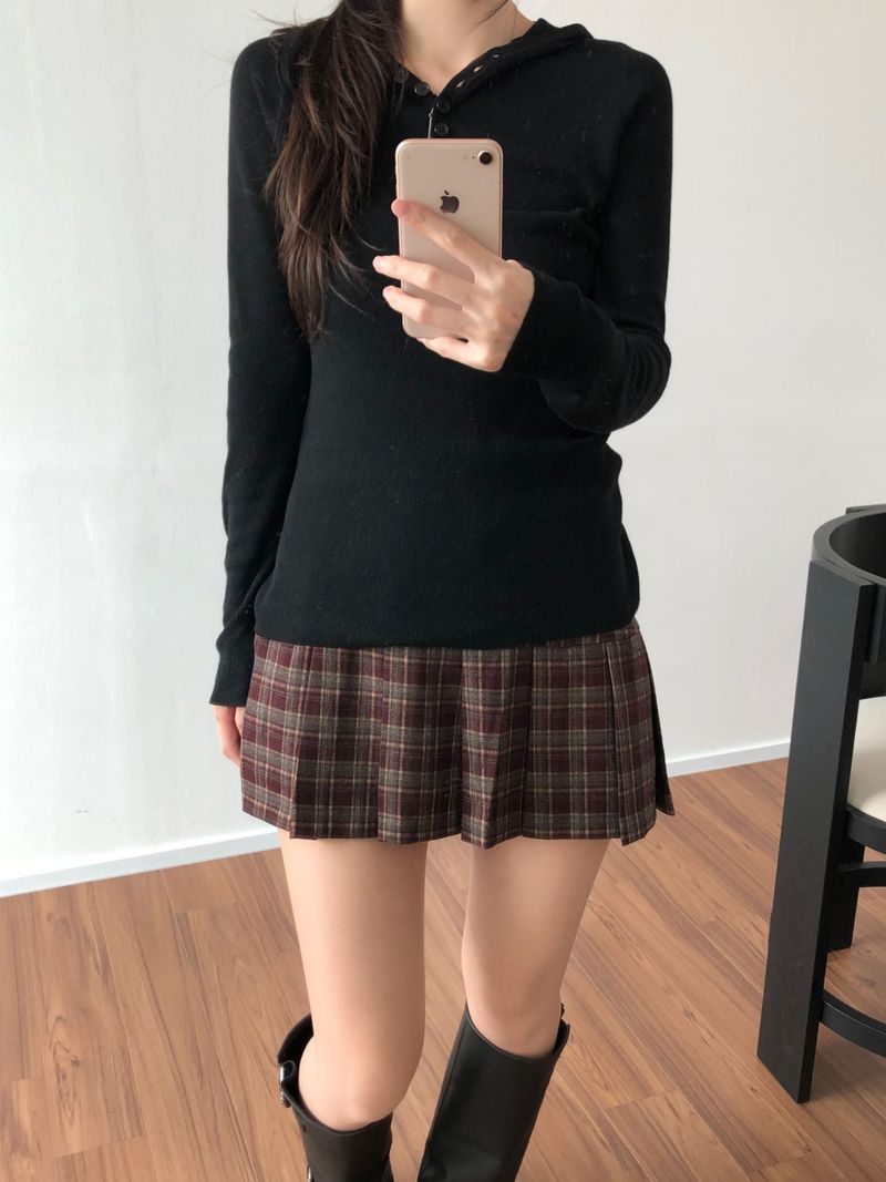 Fair Checkered Pleats Skirt (2 colors)