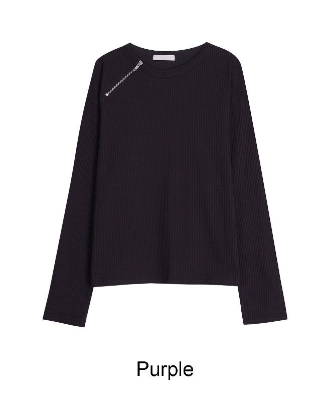 Renid Waffle Zipper Long Sleeve Tee