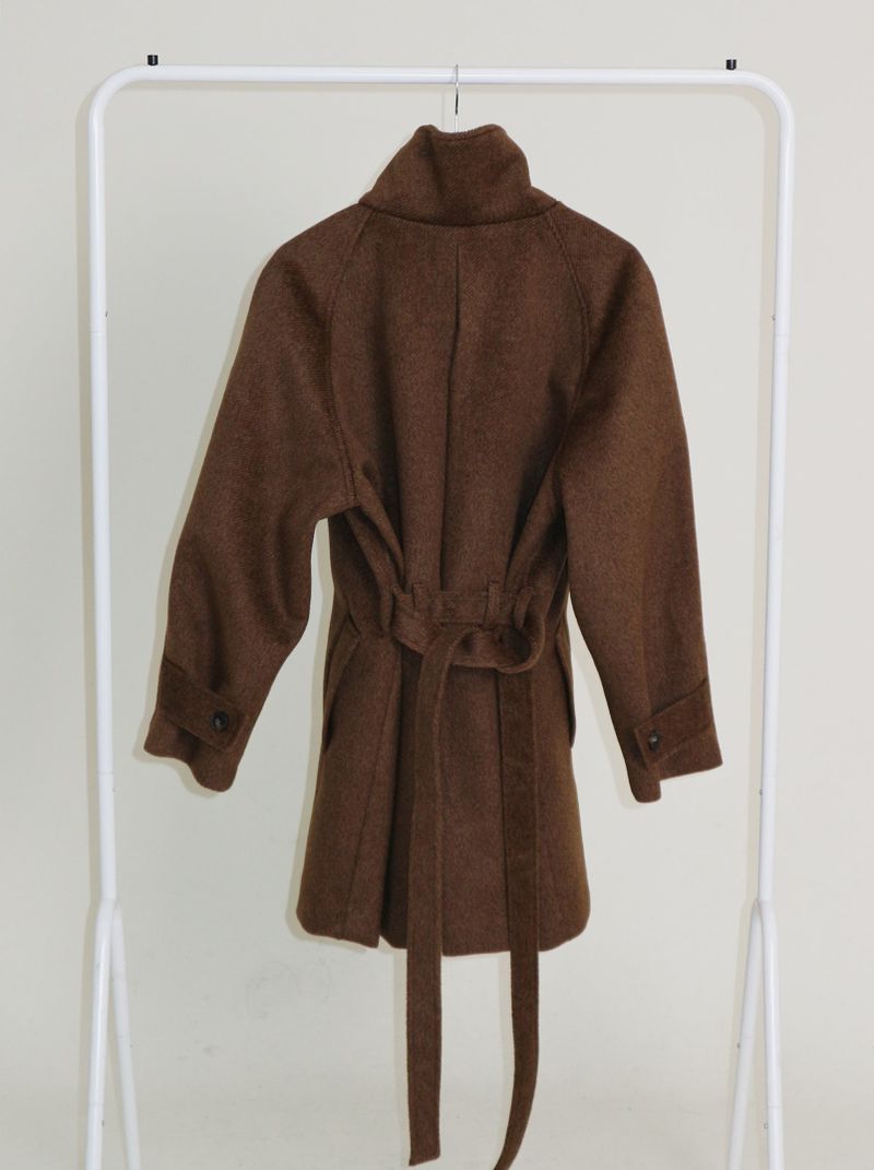 Belted Balmacan Single Alpaca Half Coat (Wool Coat/Winter Coat)