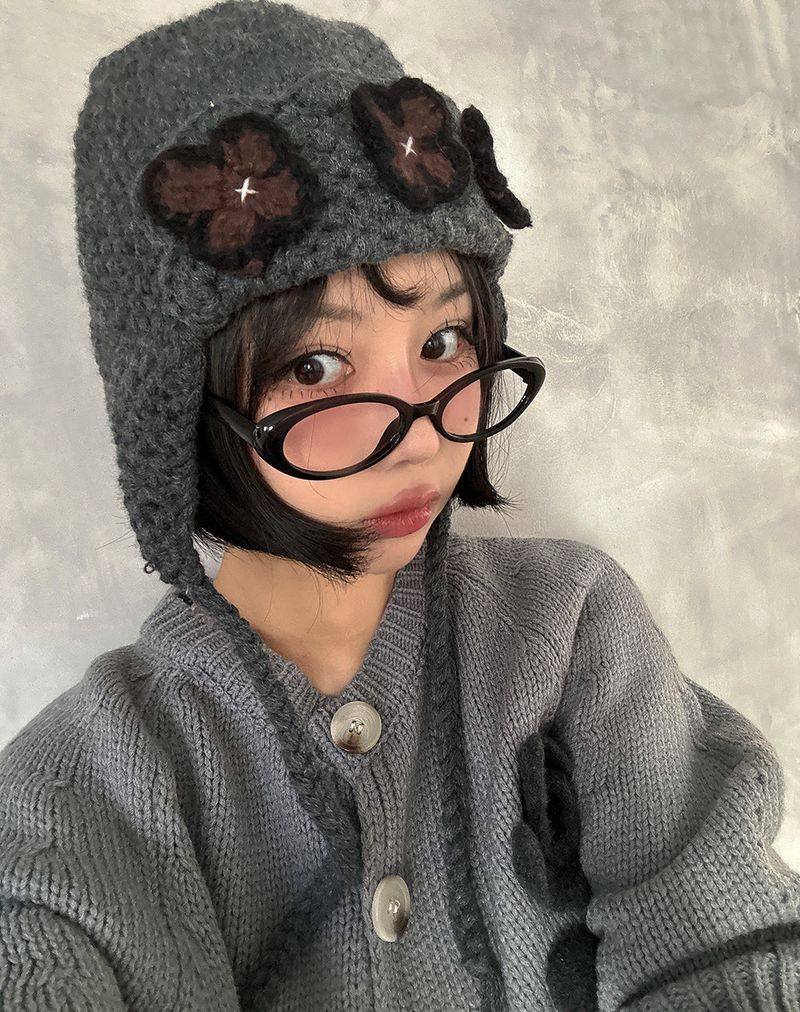Delight-J（ディライトジェイ）の「Flower patch earring beanie hat（Hats）」
