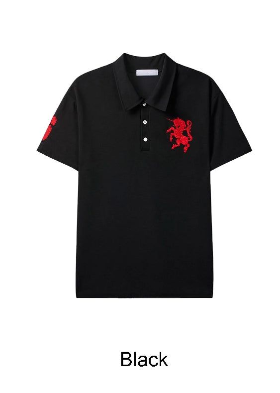 Veil Horse Emblem Collared Short Sleeve Tee